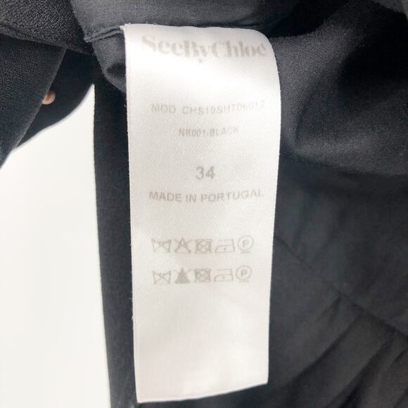 SEE BY CHLOE Women's Top Size 34 US 2 Black V-Neck Studded Peplum High/Low - Picture 12 of 13